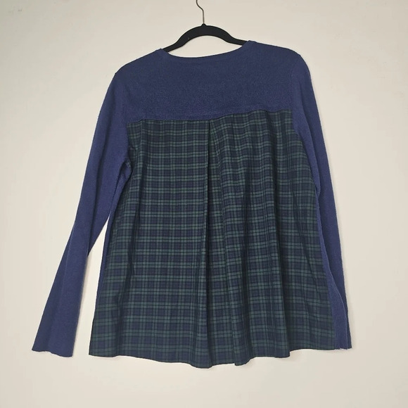 Vineyard Vines Women Navy & Plaid Merino Wool Blend Sweater Size Small - Picture 1 of 6